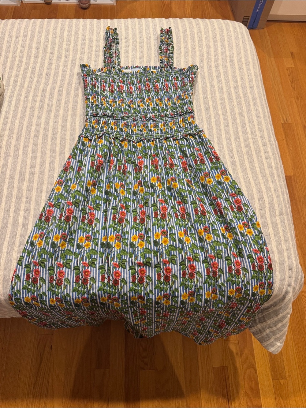 Hill House The Azalea Maxi Nap Dress Floral Stripe Size L